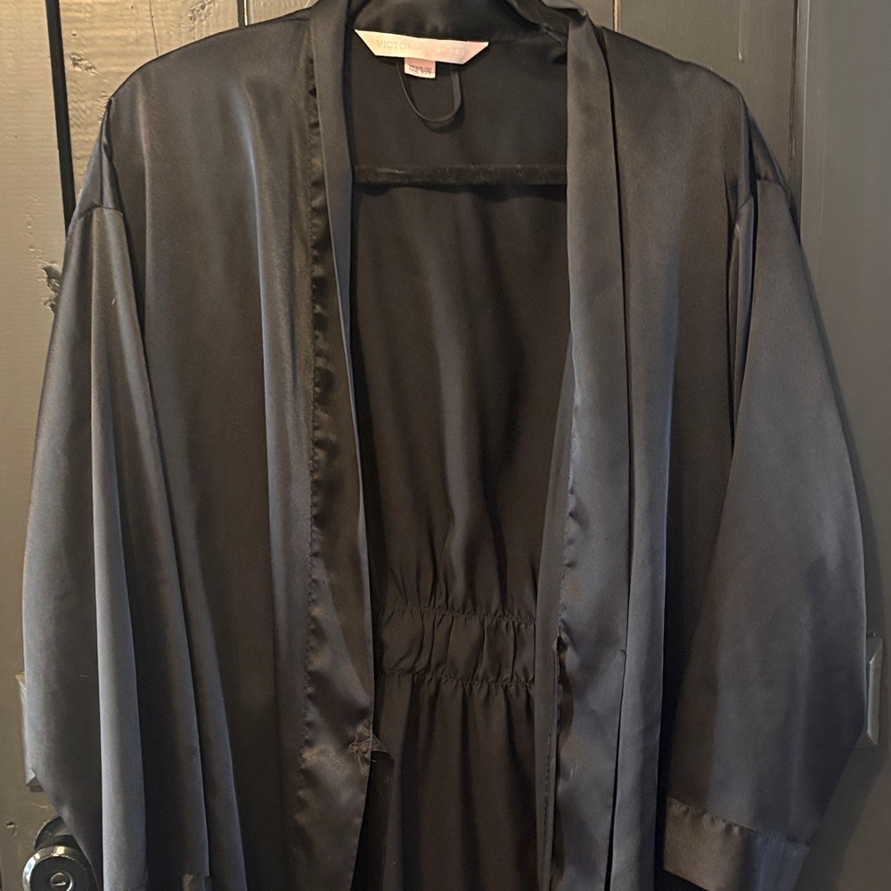 Victorias Secret Black Satin Robe